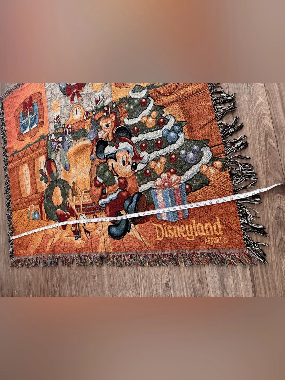 Disney Resort Christmas tapestry throw blanket with Santa Mickey Mouse Pluto